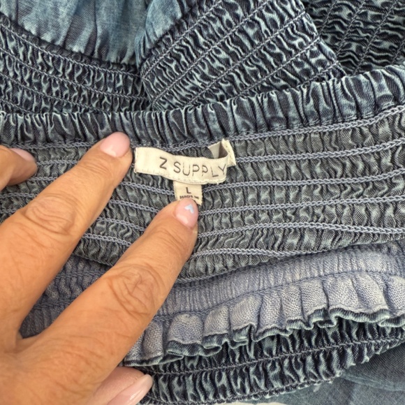 Z Supply Blue Denim Cotton Maxi Sundress Size L Workwear Everyday Casual Dress - Picture 6 of 10